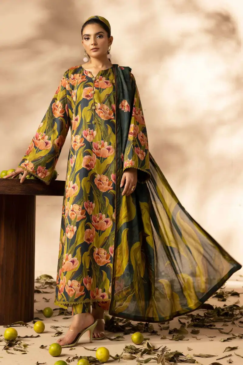Bin Naeem Classic Dune 3 Piece Printed Lawn Suit