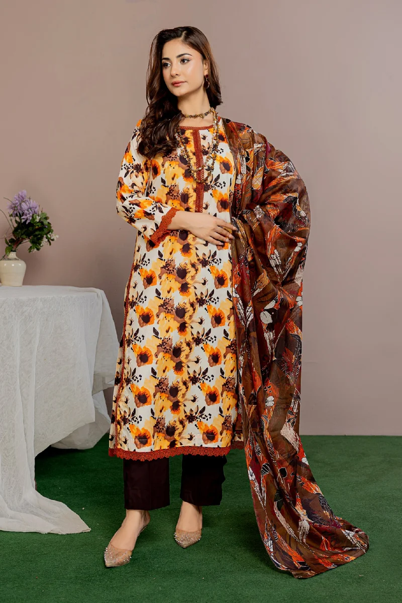 Bin Naeem Platinum Floral Mirage 3 Piece Luxury Printed Lawn Suit
