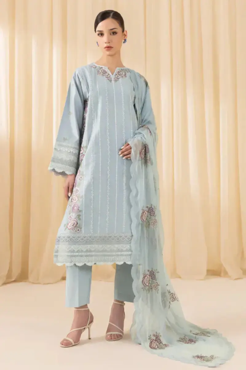 Cerulean Mist Embroidered Lawn