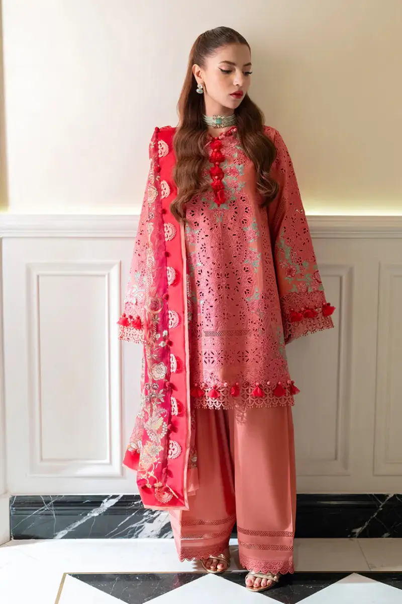 Coral Bloom Embroidered Lawn