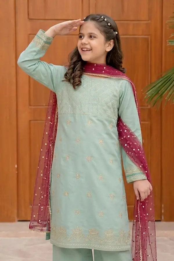 Mint Blossom Embroidered Lawn