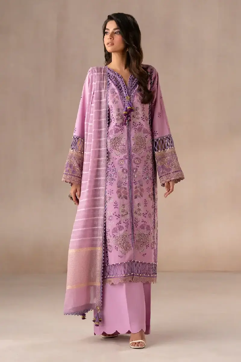 Lilac Noir Embroidered Lawn
